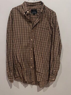 Saddlebred Brown and Black Plaid Button-Down Shirt